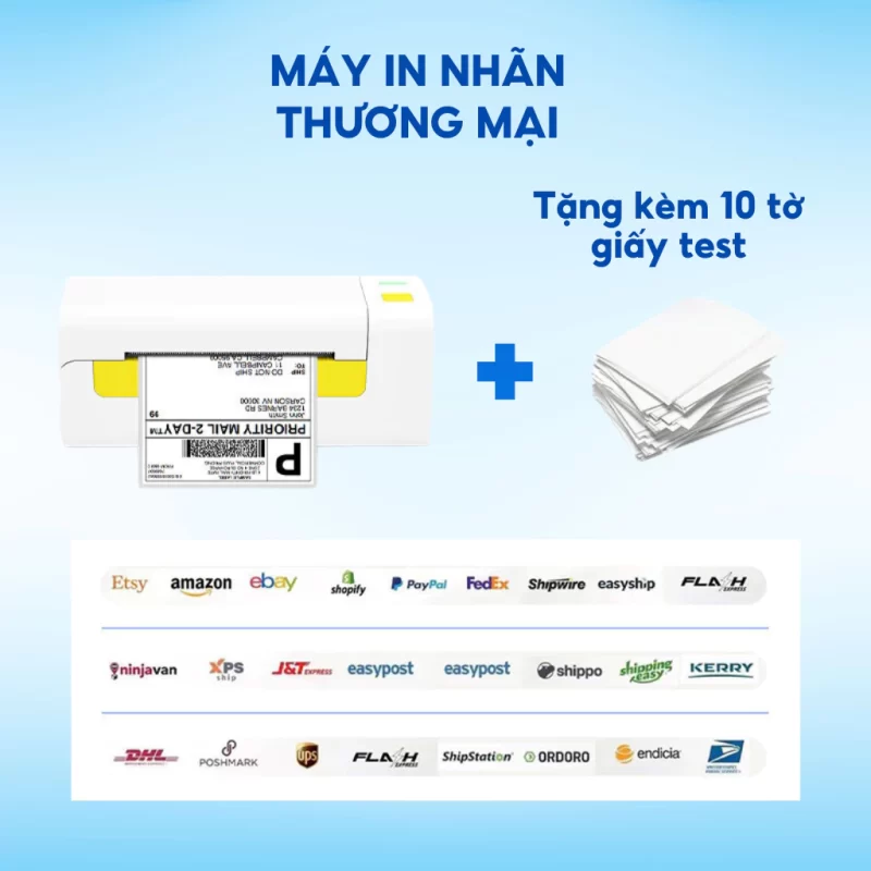 Máy In Nhiệt Y486BT – Trắng (Khổ A6) Kết Nối Bluetooth In Đơn Hàng Bằng Điện Thoại, Sàn TMĐT, Tem, Mã Vạch