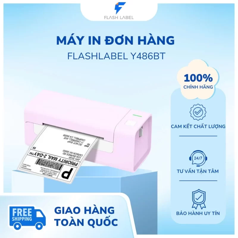 Máy In Đơn Hàng Y486/Y486BT – Hồng In Đơn Hàng, Phiếu Gửi, Minicode, Logo Tự Dán, Bảo Hành 12 Tháng