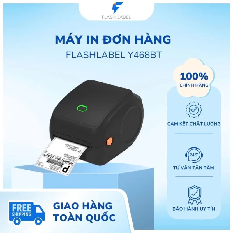 Máy In Nhiệt Y468BT In Khổ A6, A7 In Đơn Hàng, Phiếu Gửi, Minicode, Logo Tự Dán, Bảo Hành 15 Tháng